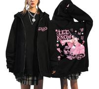 NCTCITY Cremallera Sudadera con capucha Cardigan Abrigo con capucha Stray Kids Debe E-Girl Y2K Gótico Ocio Sudaderas BangChan Lee Know Changbin Hyunjin Han Felix Seungmin I.N, B-black-5, XXL