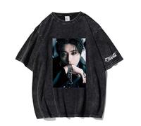 NCTCITY Hombre Mujer Camisetas de Manga Corta Stray Kids Dominate Impreso Casual Retro Lavada T-Shirts Harajuku tee Tops de Algodón Giant BangChan Lee Know Changbin Hyunjin Han Felix Seungmin I.N