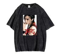 NCTCITY Hombre Mujer Camisetas de Manga Corta Stray Kids Dominate Impreso Casual Retro Lavada T-Shirts Harajuku tee Tops de Algodón Giant BangChan Lee Know Changbin Hyunjin Han Felix Seungmin I.N