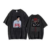 NCTCITY Hombre Mujer Camisetas de Manga Corta Stray Kids Dominate Impreso Casual Retro Lavada T-Shirts Harajuku tee Tops de Algodón Giant BangChan Lee Know Changbin Hyunjin Han Felix Seungmin I.N