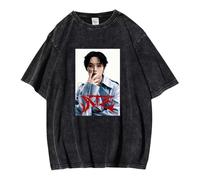 NCTCITY Hombre Mujer Camisetas de Manga Corta Stray Kids Dominate Impreso Casual Retro Lavada T-Shirts Harajuku tee Tops de Algodón Giant BangChan Lee Know Changbin Hyunjin Han Felix Seungmin I.N