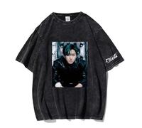 NCTCITY Hombre Mujer Camisetas de Manga Corta Stray Kids Dominate Impreso Casual Retro Lavada T-Shirts Harajuku tee Tops de Algodón Giant BangChan Lee Know Changbin Hyunjin Han Felix Seungmin I.N