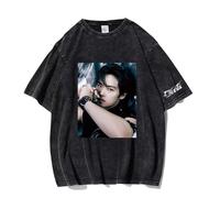 NCTCITY Hombre Mujer Camisetas de Manga Corta Stray Kids Dominate Impreso Casual Retro Lavada T-Shirts Harajuku tee Tops de Algodón Giant BangChan Lee Know Changbin Hyunjin Han Felix Seungmin I.N