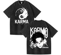 NCTCITY Hombre Mujer Camisetas de Manga Corta Stray Kids Karma Impreso Casual Retro Lavada T-Shirts Harajuku tee Tops de Algodón BangChan Lee Know Changbin Hyunjin Han Felix Seungmin I.N