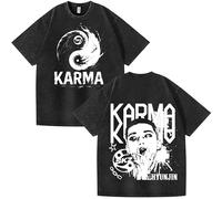 NCTCITY Hombre Mujer Camisetas de Manga Corta Stray Kids Karma Impreso Casual Retro Lavada T-Shirts Harajuku tee Tops de Algodón BangChan Lee Know Changbin Hyunjin Han Felix Seungmin I.N