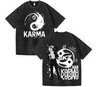 NCTCITY Hombre Mujer Camisetas de Manga Corta Stray Kids Karma Impreso Casual Retro Lavada T-Shirts Harajuku tee Tops de Algodón BangChan Lee Know Changbin Hyunjin Han Felix Seungmin I.N