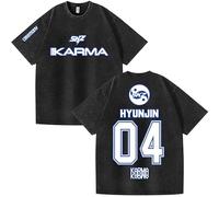 NCTCITY Hombre Mujer Camisetas Stray Kids Karma Impreso Casual Retro Lavada T-Shirts Harajuku tee Tops de Algodón Ceremony Impreso BangChan Lee Know Changbin Hyunjin Han Felix Seungmin I.N