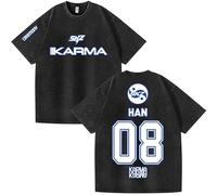 NCTCITY Hombre Mujer Camisetas Stray Kids Karma Impreso Casual Retro Lavada T-Shirts Harajuku tee Tops de Algodón Ceremony Impreso BangChan Lee Know Changbin Hyunjin Han Felix Seungmin I.N