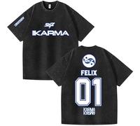 NCTCITY Hombre Mujer Camisetas Stray Kids Karma Impreso Casual Retro Lavada T-Shirts Harajuku tee Tops de Algodón Ceremony Impreso BangChan Lee Know Changbin Hyunjin Han Felix Seungmin I.N