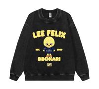 NCTCITY Hombres Mujeres Sudaderas Pullover Stray Kids Karma Suéter de Cuello Redondo Retro Lavada Hoodie Harajuku Lindo Animal Impreso Pulóver Tops Changbin Hyunjin Han Felix Seungmin I.N
