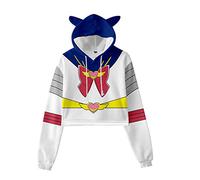 NCTCITY Mujer Sudaderas Corto con Capucha Cat Ear Anime Japonés Sailor Moon Impresión 3D Cosplay Hoodie Crop Tops Suelto Pullover Otoño Invierno
