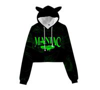 NCTCITY Mujer Sudaderas Corto con Capucha Cat Ear Stray Kids MAXIDENT Impresión Digital 3D Hoodie Atlético Crop Tops Suelto Pullover Otoño Invierno BangChan Changbin Hyunjin Felix Seungmin
