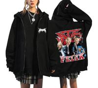 NCTCITY Sudaderas con Capucha y Cremallera Stray Kids Dominate World Tour Lindo Animal Impreso Y2K E-Girl Hoodie Chaqueta Gótica Harajuku Streetwear Tops Negro