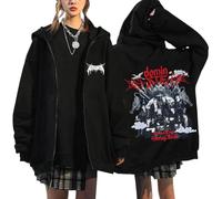 NCTCITY Sudaderas con Capucha y Cremallera Stray Kids Dominate World Tour Lindo Animal Impreso Y2K E-Girl Hoodie Chaqueta Gótica Harajuku Streetwear Tops Negro