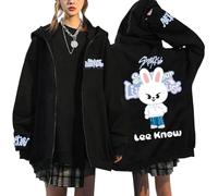 NCTCITY Sudaderas con Capucha y Cremallera Stray Kids Impreso Y2K E-Girl Hoodie Chaqueta Gótica Streetwear Tops Negro Lindo Animal Stay in Our Little House Lee Know Hyunjin Han Felix I.N