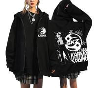 NCTCITY Sudaderas con Capucha y Cremallera Stray Kids Karma Impreso Y2K E-Girl Hoodie Chaqueta Gótica Streetwear Tops Negro BangChan Lee Know Changbin Hyunjin Han Felix Seungmin I.N