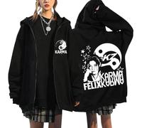 NCTCITY Sudaderas con Capucha y Cremallera Stray Kids Karma Impreso Y2K E-Girl Hoodie Chaqueta Gótica Streetwear Tops Negro BangChan Lee Know Changbin Hyunjin Han Felix Seungmin I.N