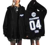 NCTCITY Sudaderas con Capucha y Cremallera Stray Kids Karma Impreso Y2K E-Girl Hoodie Chaqueta Gótica Streetwear Tops Negro Ceremony BangChan Lee Know Changbin Hyunjin Han Felix Seungmin I.N