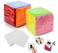 NCTNCX Dados de espuma 2 unidades con bolsillos insertables de 10 cm, cubos de bolsillo con 20 tarjetas, para manualidades, educación, dados con bolsillos para guardería, preescolar, escuela, cubos de
