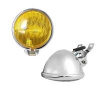 NCTPICLC Antiniebla Moto Faro Delantero Retro Redondo Motocicleta Soporte Galvanizado Faro Vintage Para Suzuki(Chrome Yellow Lens)