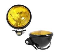 NCTPICLC Antiniebla Moto Faro Delantero Retro Redondo Motocicleta Soporte Galvanizado Faro Vintage Para Suzuki(Black Yellow Lens)