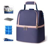 NCVI - Bolsa para Enfriar Leche Materna con Bolsa de Hielo, Doble Capa, se Adapta a 6 Botellas, hasta 9 onzas para la Madre Que amamanta a la Madre, Bolsa para Extractor de Leche, Mochila (púrpura)