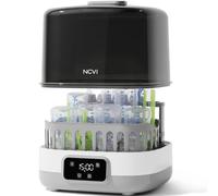 NCVI Esterilizador y secador de biberones de 20 minutos con 2 bandejas de biberones para botellas de 8/6, desinfección rápida de esterilización eléctrica de vapor para todas las botellas de marca