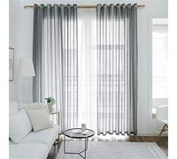 NCWANG Translúcida Visillo de Dormitorio Moderno Ventana Franja Gris 1 Piezas 260x270cm (Ancho x Altura) Cortinas Visillos Habitacion con Ojales para Dormitorios Oficina Y Comedor Visillo