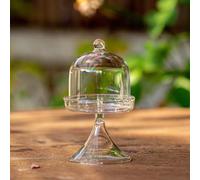 NCYP 7x7x12,8 cm Mini Cúpula de Cristal con Soporte y Pequeño Cubo Acrílico para Exhibir Joyas, Anillos, Plantas Pequeñas, Decoración del Hogar (sin Plantas)