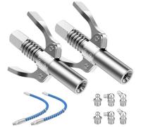 NCZCDZSW 2 boquillas para engrasar, 10.000 PSI doble mango G Coupler para engrase con manguera de 30 cm y boquilla M10, boquilla para prensa de engrase
