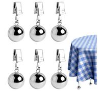 NCZCDZSW Juego de 6 pesos estables para manteles, pesos para manteles, 68 g, pesos estables con clips, pesos extrapesados, bolas de acero inoxidable para exteriores