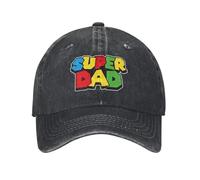 NDBQEYIFV Gorra de béisbol de Regalo para el Día del Padre Super Papá Vintage Desgastado Denim Sun Sun Unisex Outdoor All Seasons Travels Gorra Sombrero de Viaje