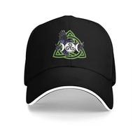NDBQEYIFV La Triple Diosa Morrigan Cuervo - Tres Luna de Las Brujas con Nudo Celta Triquetra y Gorra de béisbol Triskelion (Variante Verde)