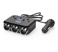 NDDI POWER Splitter encendedor 12 V/24 V con 3 tomas para coche, 2 puertos USB, 1 toma para cargador rápido USB 3.0, adaptador divisor encendedor 6 en 1 con voltímetro e interruptor de LED
