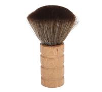 NDiyueAa Cepillo para plumero de cuello para peluqueros, herramienta de depilación de salón con cerdas de nailon suave, mango de madera, limpiador portátil para rostro y cuello