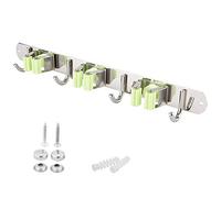 NDiyueAa Soporte para Escobas, Montado en la Pared, para trapeadores, Escobas, rastrillos, Herramientas, organización para Ahorrar Espacio, Servicio Pesado, Acero Inoxidable, sin (4+3 deducción)