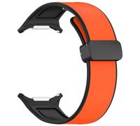 NDJQY Leather Silicone Strap For Samsung Watch 7 Ultra Band Magnetic Buckle Sport Soft Loop Watch Band For Galaxy Watch 7 47MM Watchbands(Orange)