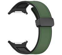 NDJQY Leather Silicone Strap For Samsung Watch 7 Ultra Band Magnetic Buckle Sport Soft Loop Watch Band For Galaxy Watch 7 47MM Watchbands(Green)
