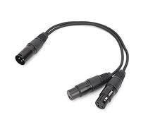 NDNCZDHC 1 entrada macho a 2 conectores XLR hembra y divisor en Y, cable de micrófono, XLR 2 hembra a 1 XLR macho, combinador Y cable equilibrado para micrófono, accesorios de audio de 35 cm