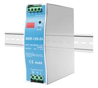 NDR-120-24 - Fuente de alimentación (24 V, 120 W, transformador de 230 V a 24 V, fuente de alimentación DIN riel 24 V, 5 A) / Transformador para rieles DIN para montar directamente en riel DIN