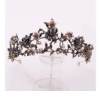 NDRFAWY Tiara de diamantes de imitación con corona de perlas de cristal, estilo vintage, con diamantes de imitación, para concurso, diadem, velo, accesorios para el cabello de boda, joyería para el
