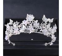 NDRFAWY Tiara de diamantes de imitación, corona de flores, mariposa, princesa, diadema para mujer, novia, boda, accesorios para el cabello, joyería