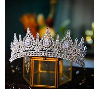 NDRFAWY Tiara de diamantes de lujo con circonita cúbica, corona de cristal, coronas de reina princesa, diadema de concurso de belleza, joyería para el cabello