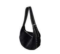NDSJAIE Bolso de hombro con remaches Bolso de hombro con tachuelas lujo for mujer, bolsas nube remaches huecos, bolso mano gamuza sintética, bolsos cruzados Ideal para ir al trabajo(Black)