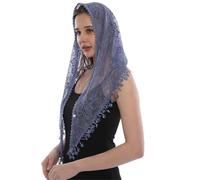 NDSJAIE chal Mantón de Iglesia a la moda, velo encaje, bufanda poliéster, Bandana, oración iglesia, Mantilla boda, capilla, Hijab bordado blanco, for mujer para el día a día(SJJ018-05)