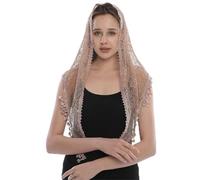 NDSJAIE chal Mantón de Iglesia a la moda, velo encaje, bufanda poliéster, Bandana, oración iglesia, Mantilla boda, capilla, Hijab bordado blanco, for mujer para el día a día(SJJ018-03)