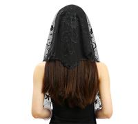 NDSJAIE chal Mantón de Iglesia a la moda, velo encaje, bufanda poliéster, Bandana, oración iglesia, Mantilla boda, capilla, Hijab bordado blanco, for mujer para el día a día(SJJ023-01)
