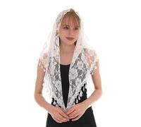 NDSJAIE chal Mantón de Iglesia a la moda, velo encaje, bufanda poliéster, Bandana, oración iglesia, Mantilla boda, capilla, Hijab bordado blanco, for mujer para el día a día(SJJ005-03)