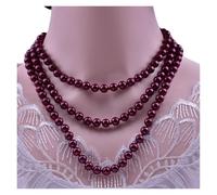 NDSJAIE collar perlas Collar de perlas imitación vidrio 1,5 m y 8 mm for mujer, con nudo simple, cadena larga multicapa for suéter, accesorios ropa(Color 04)