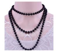 NDSJAIE collar perlas Collar de perlas imitación vidrio 1,5 m y 8 mm for mujer, con nudo simple, cadena larga multicapa for suéter, accesorios ropa(Color 03)